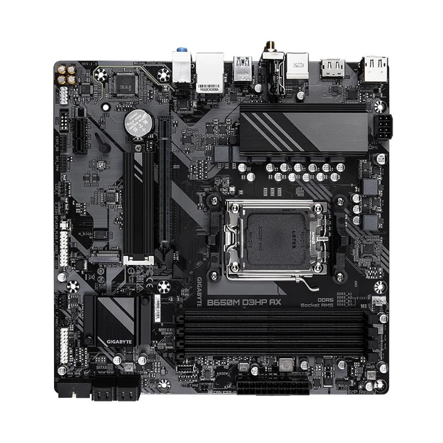 Alt view image 4 of 5 - Gigabyte B650M D3HP AX Ultra Durable AMD AM5 Socket Motherboard, Micro-ATX, 4x DDR5 Slots, 2x M.2 Sockets, 2x USB-C Port, 2.5GbE LAN, Wi-Fi 6E, 2x DisplayPorts / 1x HDMI Port