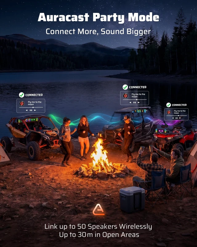 Alt view image 3 of 5 - Ehaho 17 Inch 4-Speaker UTV Sound Bar with Bluetooth, RGB, IP66 Waterproof