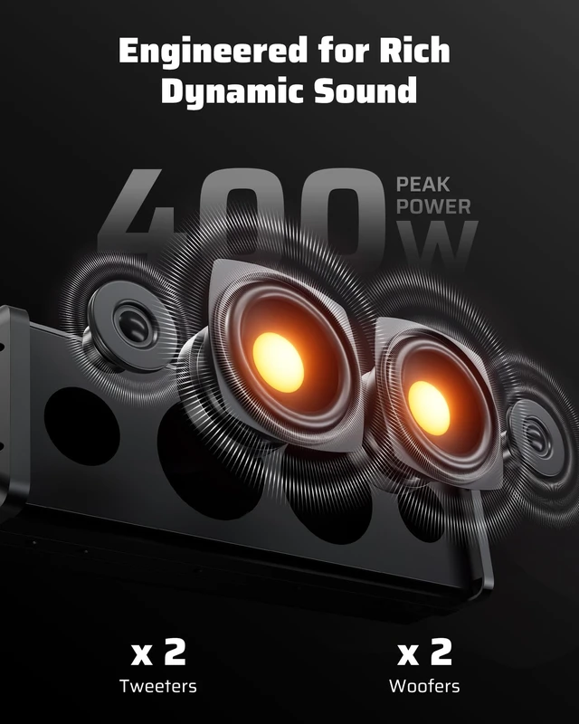 Alt view image 4 of 5 - Ehaho 17 Inch 4-Speaker UTV Sound Bar with Bluetooth, RGB, IP66 Waterproof