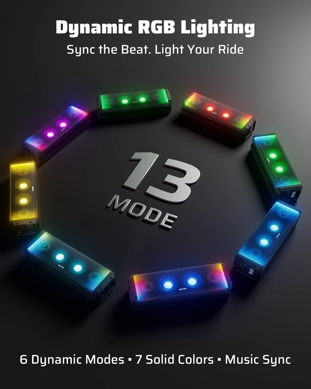Alt view image 5 of 5 - Ehaho 17 Inch 4-Speaker UTV Sound Bar with Bluetooth, RGB, IP66 Waterproof