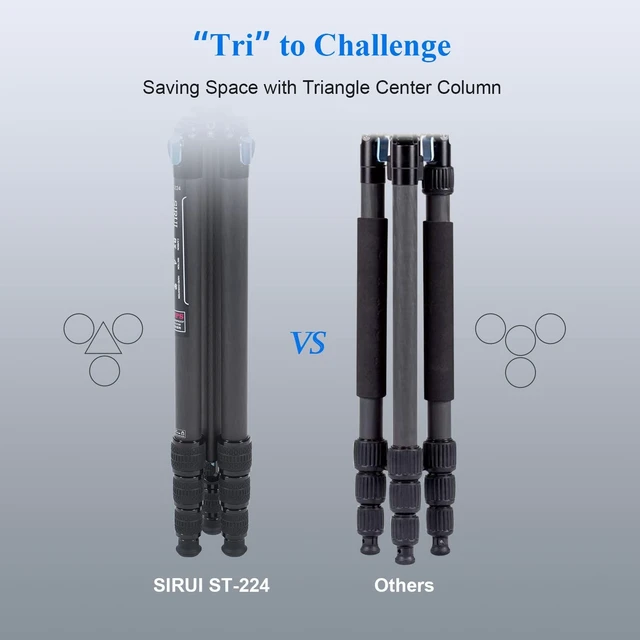 Alt view image 5 of 5 - SIRUI Professional Carbon Fiber Tripod with 360Fluid Video Head, 72.6 Waterproof Video Camera Tripod with Triangular Center Column, Large Tube for DSLR, Camcorder, Load 13.2lbs (ST-224+VH-10)