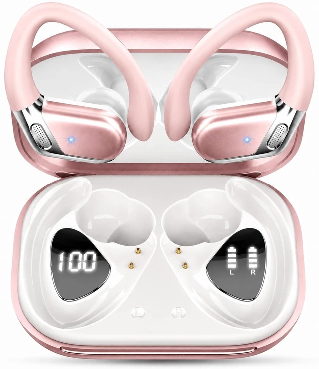 Main image of Wireless Earbuds, Bluetooth 5.4 Headphones Sport, 50H Deep Bass Sound Over Ear Buds with 4 ENC Noise Cancelling Mic, Dual LED Display, IP7 Waterproof Earphones with Earhook for Workout/Running/