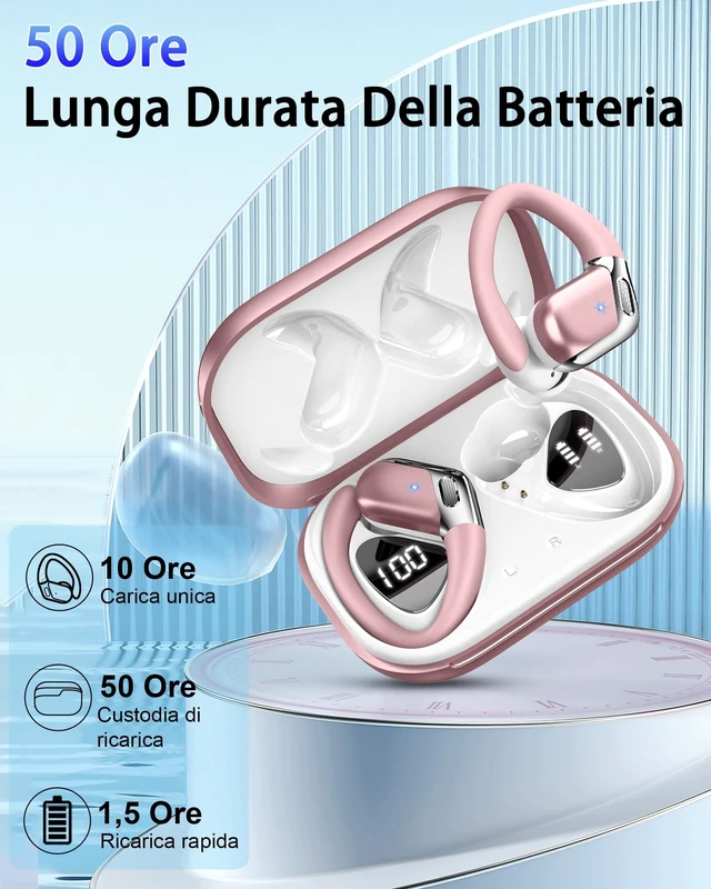 Alt view image 3 of 5 - Wireless Earbuds, Bluetooth 5.4 Headphones Sport, 50H Deep Bass Sound Over Ear Buds with 4 ENC Noise Cancelling Mic, Dual LED Display, IP7 Waterproof Earphones with Earhook for Workout/Running/