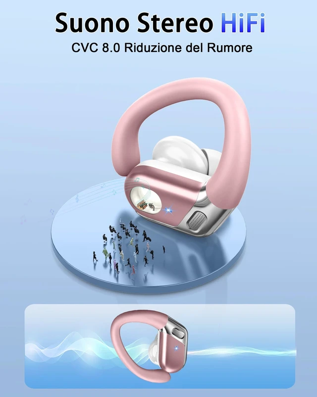 Alt view image 4 of 5 - Wireless Earbuds, Bluetooth 5.4 Headphones Sport, 50H Deep Bass Sound Over Ear Buds with 4 ENC Noise Cancelling Mic, Dual LED Display, IP7 Waterproof Earphones with Earhook for Workout/Running/
