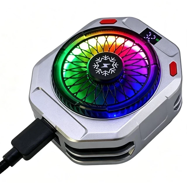 Alt view image 2 of 5 - TH28 Semiconductor Phone Cooler 30W Powerful Cooling Smart Temperature Control 5 Adjustable Modes RGB Lights Extreme Cooling