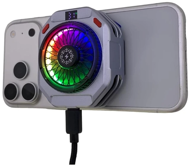 Alt view image 3 of 5 - TH28 Semiconductor Phone Cooler 30W Powerful Cooling Smart Temperature Control 5 Adjustable Modes RGB Lights Extreme Cooling