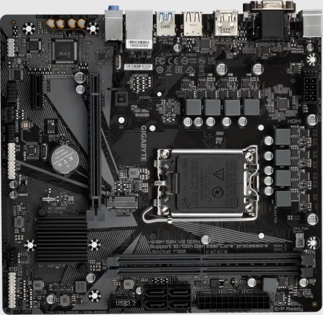 Alt view image 2 of 5 - Gigabyte H610M S2H V2 DDR4 Motherboard - Supports Intel Core 14th CPUs, 6+1+1 Hybrid Phases Digital VRM, up to 3200MHz DDR4 (OC), 1xPCIe 3.0 M.2, GbE LAN, USB 3.2 Gen 1