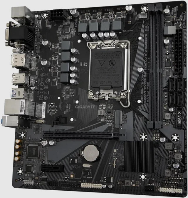 Alt view image 3 of 5 - Gigabyte H610M S2H V2 DDR4 Motherboard - Supports Intel Core 14th CPUs, 6+1+1 Hybrid Phases Digital VRM, up to 3200MHz DDR4 (OC), 1xPCIe 3.0 M.2, GbE LAN, USB 3.2 Gen 1