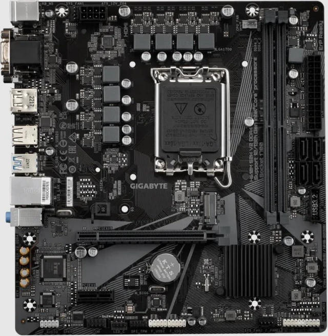 Alt view image 5 of 5 - Gigabyte H610M S2H V2 DDR4 Motherboard - Supports Intel Core 14th CPUs, 6+1+1 Hybrid Phases Digital VRM, up to 3200MHz DDR4 (OC), 1xPCIe 3.0 M.2, GbE LAN, USB 3.2 Gen 1