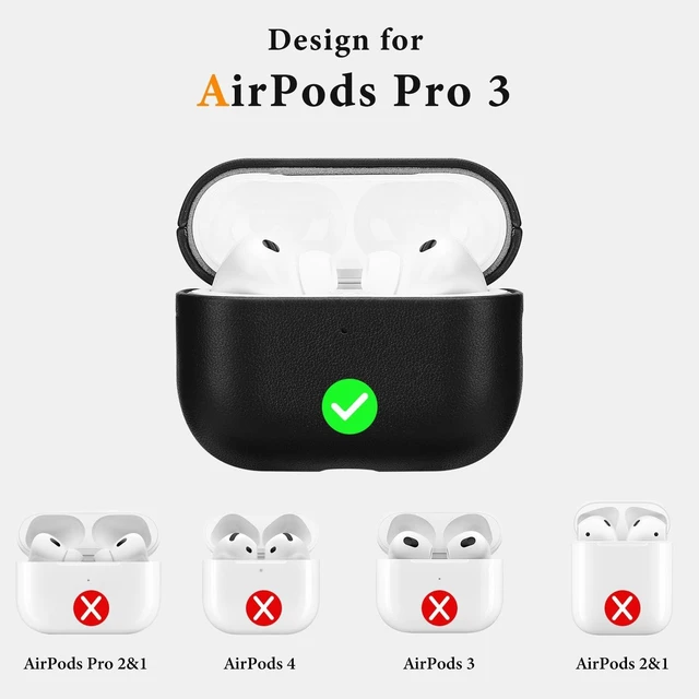 Alt view image 3 of 5 - Anlinser Genuine Leather AirPods Pro 3 Case Compatible with MagSafe