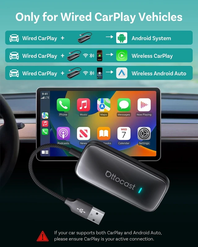 Alt view image 3 of 5 - OTTOCAST Play2Video Ultra Wireless CarPlay AI Magic Box