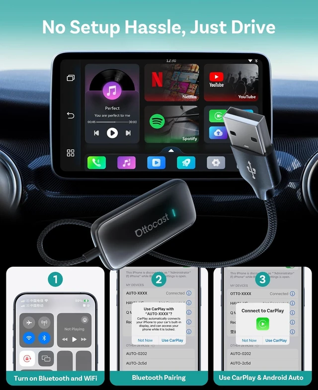 Alt view image 5 of 5 - OTTOCAST Play2Video Ultra Wireless CarPlay AI Magic Box