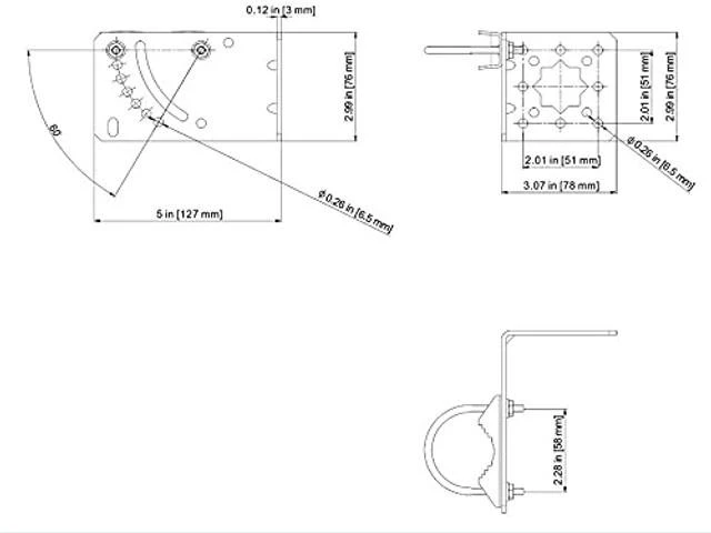 Alt view image 5 of 5 - CompuPort Universal YAGI Antenna Bracket Mount with 2 U-Bolts Adjustable for Attic/Outdoor, Weather Station Mounting for Buildings - Galvanized Steel IP66