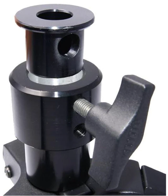 Alt view image 3 of 3 - Kupo Universal Floor Stand, Low Profile Folding Floor Support with 28mm Receiver and 16mm Adapter, Compact Aluminum Design for Low-Level Lighting, Max Height 5.12", Black (KS302011)