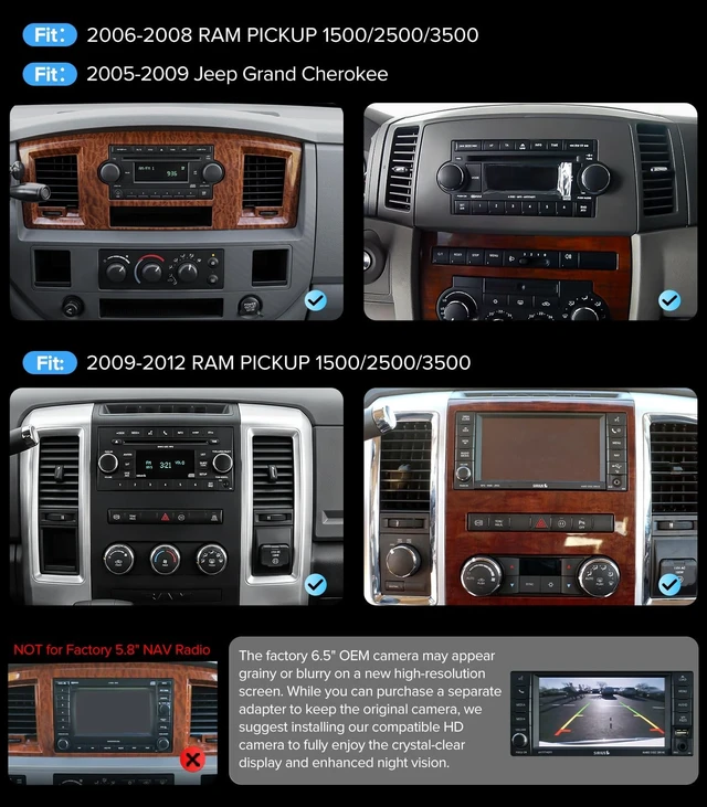 Alt view image 2 of 5 - 10" Wireless CarPlay Radio for Dodge Ram 1500/2500/3500 (06-12) Head Unit