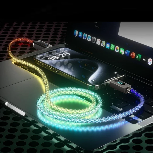 Alt view image 2 of 5 - USB-C Light Up Cable 2 Pack 6.6ft LED USB C to USB C Cable Colorful Gradual