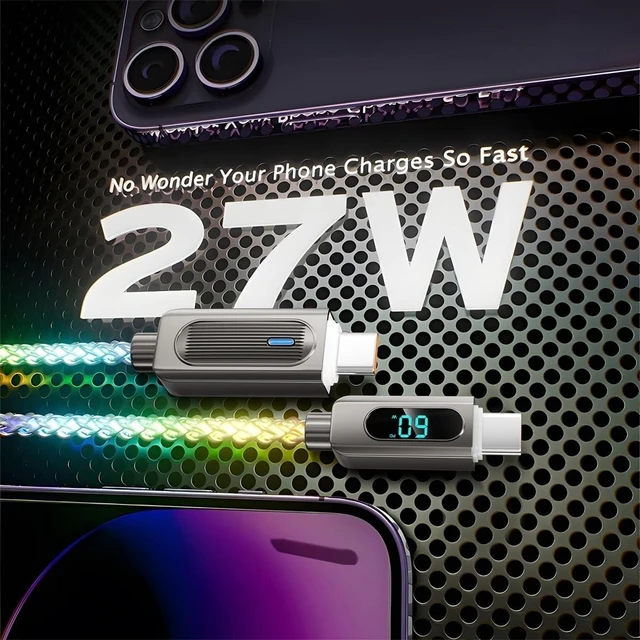 Alt view image 4 of 5 - USB-C Light Up Cable 2 Pack 6.6ft LED USB C to USB C Cable Colorful Gradual