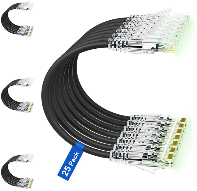Main image of iwillink 3ft Cat6/Cat6a Patch Cables (25 Pack) Slim, 10Gbps, LSZH, Black
