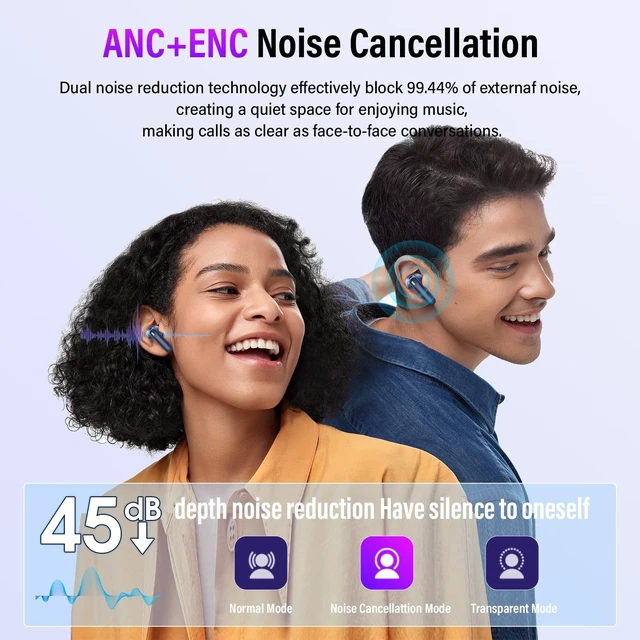 Alt view image 2 of 5 - Active Noise Cancelling Ear Buds 48H Wireless Earbuds with Touch Screen