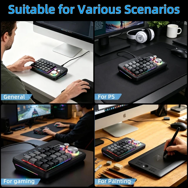 Alt view image 2 of 5 - Koolertron One-Handed Mechanical Gaming Macro Keyboard