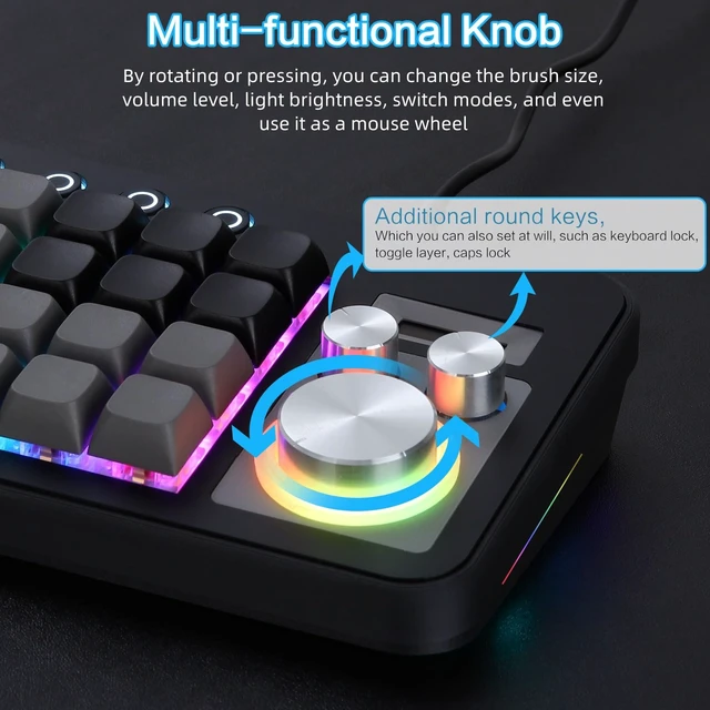 Alt view image 5 of 5 - Koolertron One-Handed Mechanical Gaming Macro Keyboard