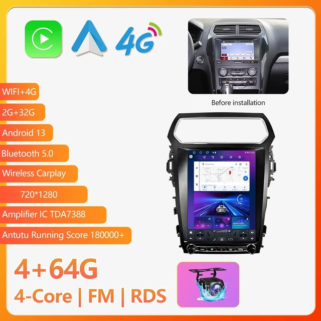 Alt view image 2 of 5 - Car Stereo for Ford Explorer 2013-2018, 12.1 Inch Android 15, WiFi, GPS Navigation, Touch Screen, 4GB RAM 64GB Storage, Backup Camera