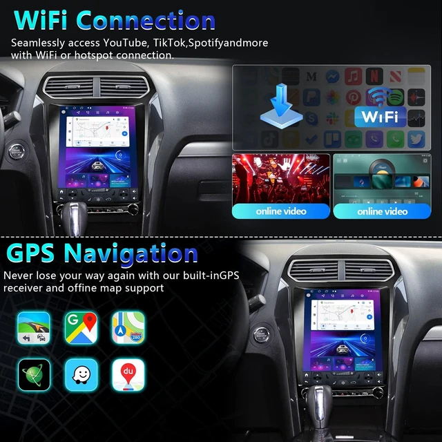 Alt view image 5 of 5 - Car Stereo for Ford Explorer 2013-2018, 12.1 Inch Android 15, WiFi, GPS Navigation, Touch Screen, 4GB RAM 64GB Storage, Backup Camera