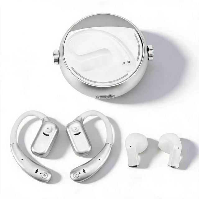 Main image of Wireless Earbuds, 2 Pairs BT 5.3 Touch Control Noise Cancelling IPX5 Water Proof Dual Use Earphones, Long Battery Life, Secure Fit for Work and Exercise (White)