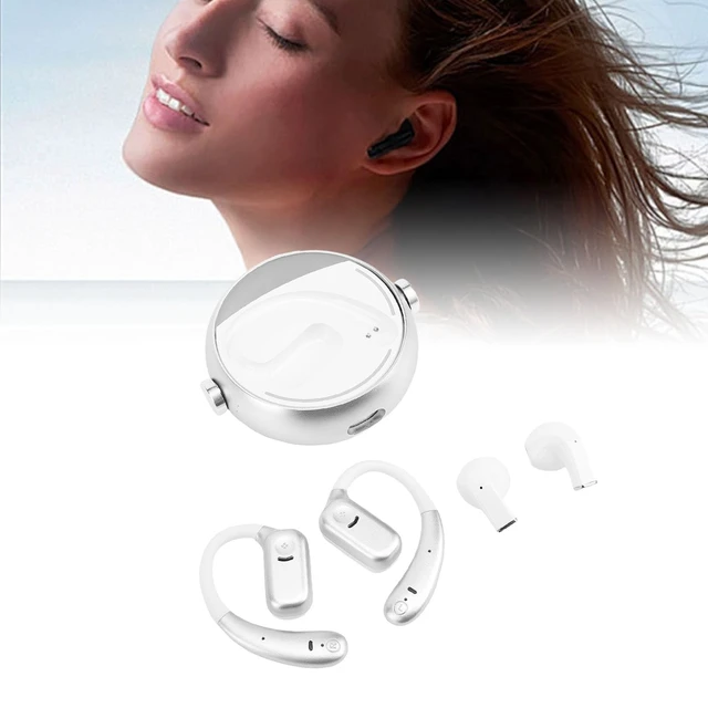 Alt view image 4 of 5 - Wireless Earbuds, 2 Pairs BT 5.3 Touch Control Noise Cancelling IPX5 Water Proof Dual Use Earphones, Long Battery Life, Secure Fit for Work and Exercise (White)