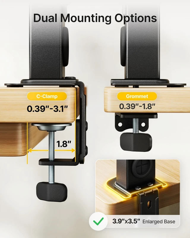 Alt view image 5 of 5 - monTEK Powered Stacked Dual Monitor Stand for 17-32", Clamp/Grommet