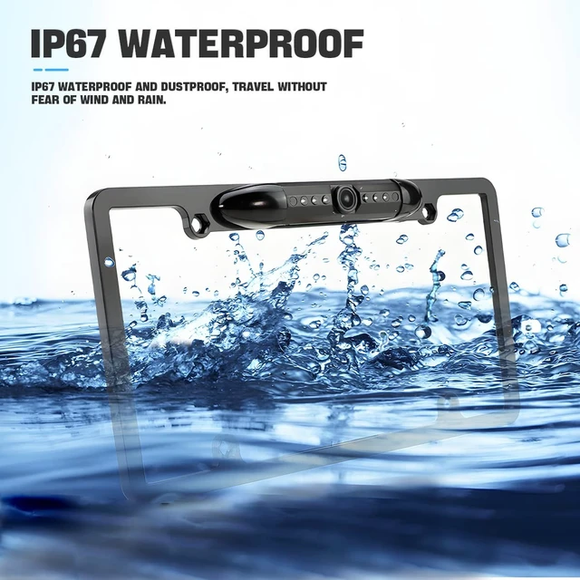 Alt view image 3 of 5 - License Plate Frame Backup Camera, Night Vision Car Rear View Camera with 8 LEDs, 140 Viewing Angle Vehicle Reverse Camera, Waterproof Rear View Camera for Cars, SUV, Trucks, RV and More