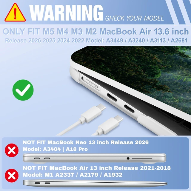 Alt view image 2 of 5 - May Chen for M5 MacBook Air 13.6 Inch Case 2026 2025 2024-2022 Release M5 A3449 M4 A3240 M3 A3113 M2 A2681, Plastic Hard Shell Case for MacBook Air 13.6" with Retina Display, Forest