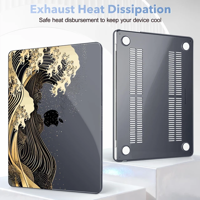 Alt view image 5 of 5 - May Chen for M5 MacBook Air 13.6 Inch Case 2026 2025 2024-2022 Release M5 A3449 M4 A3240 M3 A3113 M2 A2681, Plastic Hard Shell Case for MacBook Air 13.6" with Retina Display, Black Sea Wave