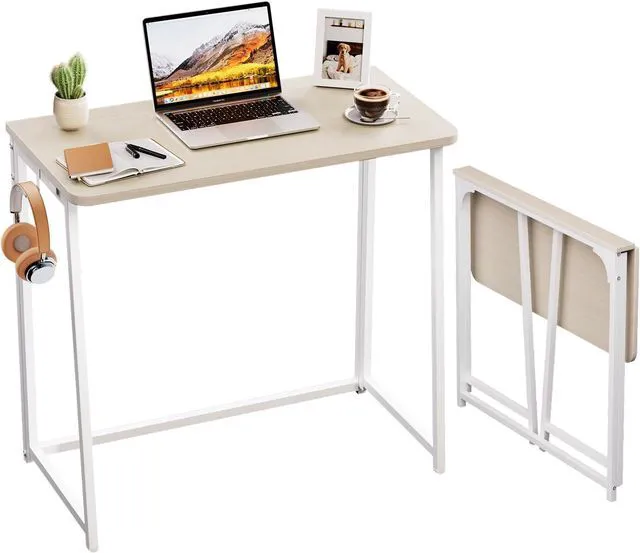 Main image of WOHOMO Folding Desk, 31.5" Foldable Computer Table for Small Spaces, Oak
