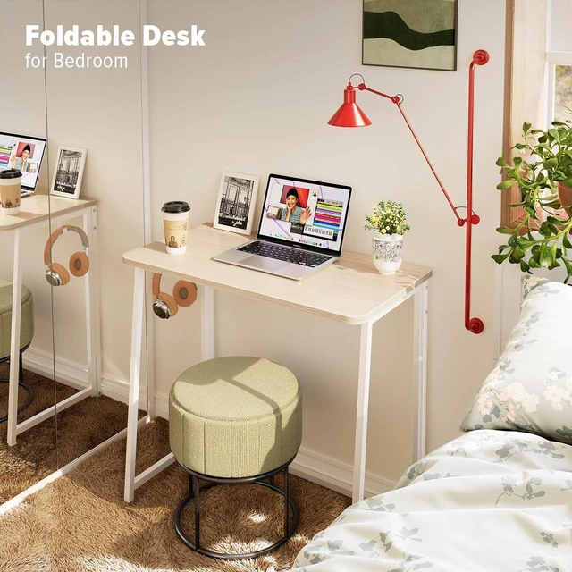 Alt view image 6 of 7 - WOHOMO Folding Desk, 31.5" Foldable Computer Table for Small Spaces, Oak