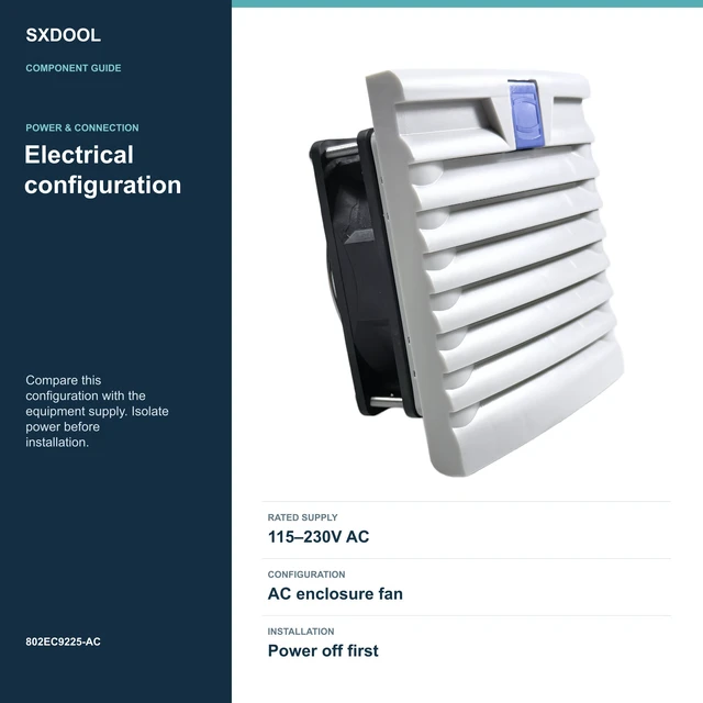 Alt view image 4 of 7 - SXDOOL 802EC9225-AC Enclosure Filter Fan, 92 x 92 x 25 mm, 115-230V AC
