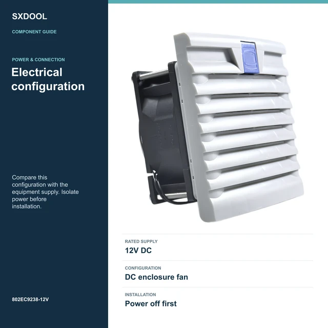 Alt view image 4 of 7 - SXDOOL 802EC9238-12V Enclosure Filter Fan, 92 x 92 x 38 mm, 12V DC