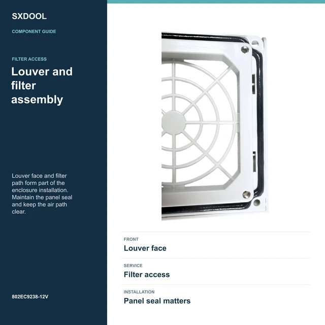 Alt view image 5 of 7 - SXDOOL 802EC9238-12V Enclosure Filter Fan, 92 x 92 x 38 mm, 12V DC