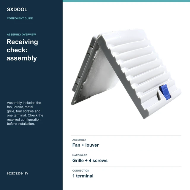 Alt view image 7 of 7 - SXDOOL 802EC9238-12V Enclosure Filter Fan, 92 x 92 x 38 mm, 12V DC