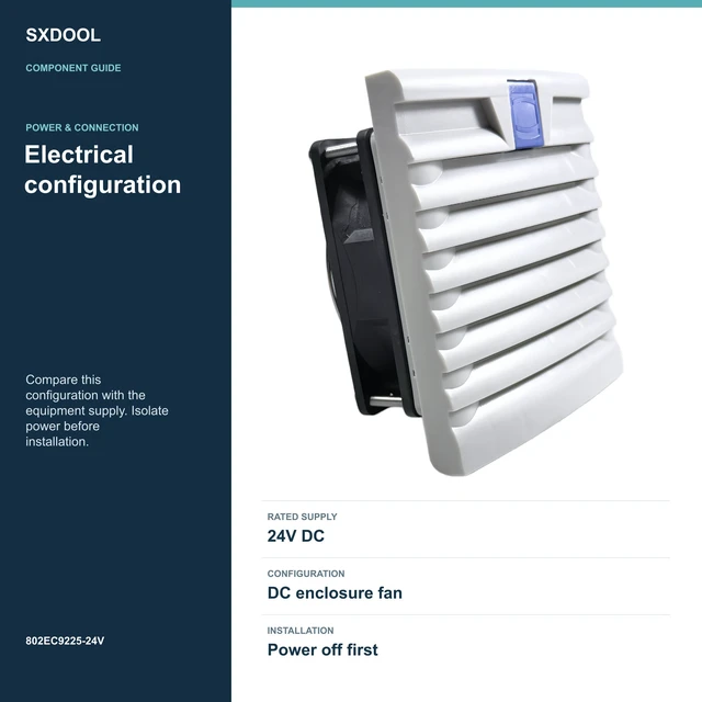 Alt view image 4 of 7 - SXDOOL 802EC9225-24V Enclosure Filter Fan, 92 x 92 x 25 mm, 24V DC