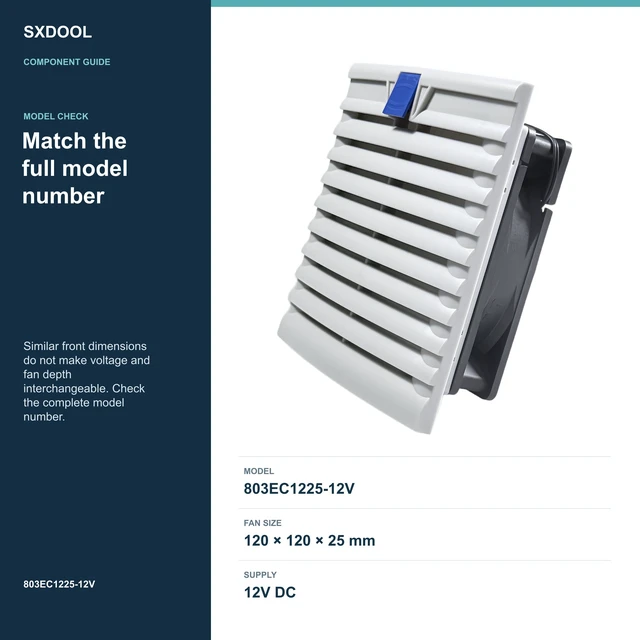 Alt view image 2 of 7 - SXDOOL 803EC1225-12V Enclosure Filter Fan, 120 x 120 x 25 mm, 12V DC