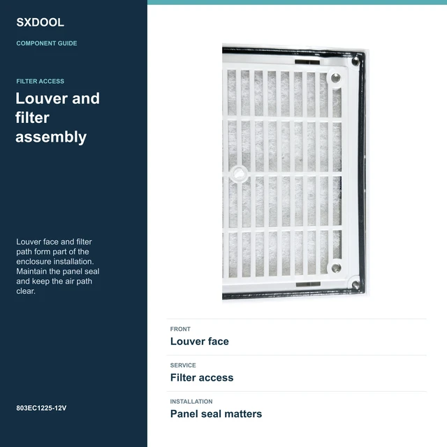 Alt view image 5 of 7 - SXDOOL 803EC1225-12V Enclosure Filter Fan, 120 x 120 x 25 mm, 12V DC