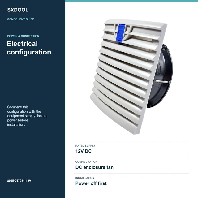 Alt view image 4 of 7 - SXDOOL 804EC17251-12V Enclosure Filter Fan, 172 x 151 x 51 mm, 12V DC