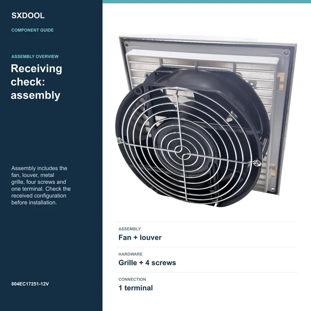 Alt view image 7 of 7 - SXDOOL 804EC17251-12V Enclosure Filter Fan, 172 x 151 x 51 mm, 12V DC