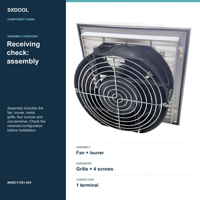 Alt view image 7 of 7 - SXDOOL 804EC17251-24V Enclosure Filter Fan, 172 x 151 x 51 mm, 24V DC