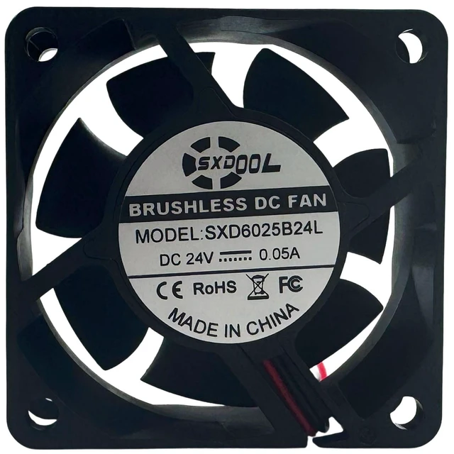Main image of SXDOOL SXD6025B24L Potted DC Cooling Fan, 60 x 60 x 25 mm, 24V DC