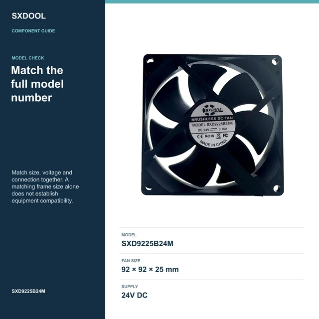 Alt view image 2 of 7 - SXDOOL SXD9225B24M Potted DC Cooling Fan, 92 x 92 x 25 mm, 24V DC
