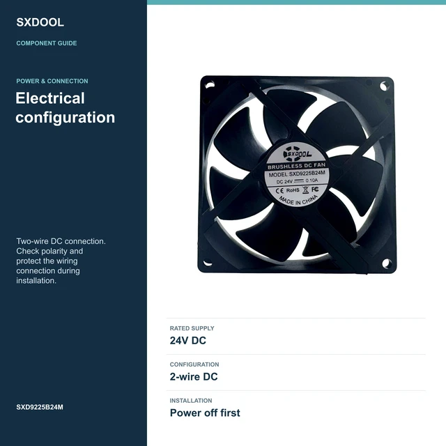 Alt view image 4 of 7 - SXDOOL SXD9225B24M Potted DC Cooling Fan, 92 x 92 x 25 mm, 24V DC