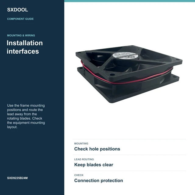 Alt view image 6 of 7 - SXDOOL SXD9225B24M Potted DC Cooling Fan, 92 x 92 x 25 mm, 24V DC