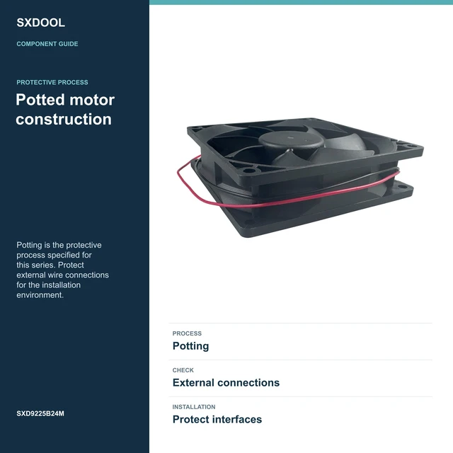 Alt view image 5 of 7 - SXDOOL SXD9225B24M Potted DC Cooling Fan, 92 x 92 x 25 mm, 24V DC
